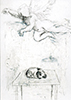 Sakrale Zeichnung 33, Din A6, Bleistift, Graphit und Wachsmalkreide auf Karteikarte, 2000