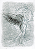 Sakrale Zeichnung 41, Din A6, Bleistift, Graphit und Wachsmalkreide auf Karteikarte, 2000