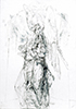 Sakrale Zeichnung 44, Din A6, Bleistift, Graphit und Wachsmalkreide auf Karteikarte, 2000