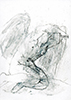 Sakrale Zeichnung 46, Din A6, Bleistift, Graphit und Wachsmalkreide auf Karteikarte, 2000