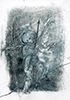 Sakrale Zeichnung 77, Din A6, Bleistift, Graphit und Wachsmalkreide auf Karteikarte, 2000