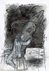 Sakrale Zeichnung 79, Din A6, Bleistift, Graphit und Wachsmalkreide auf Karteikarte, 2000